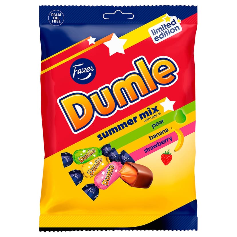 DUMLE — Toffi w czekoladzie, gruszka banan/truskawka,