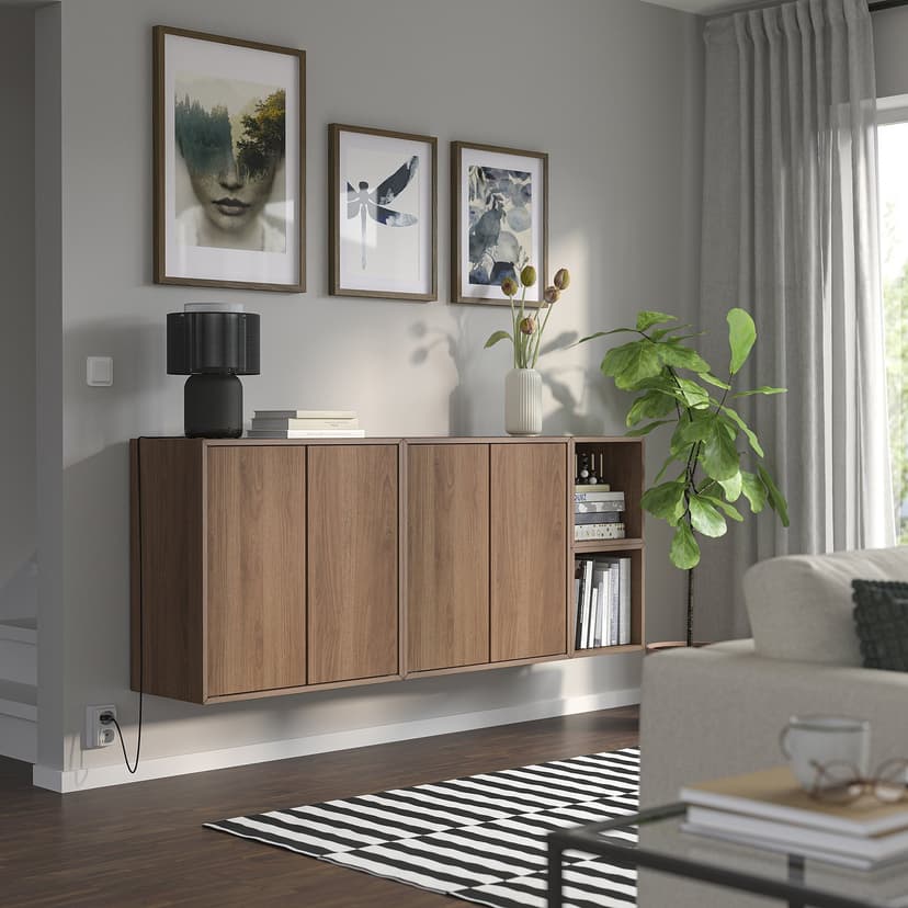 EKET — Комбинация настенных шкафов, под грецкий орех, 175x35x70 см