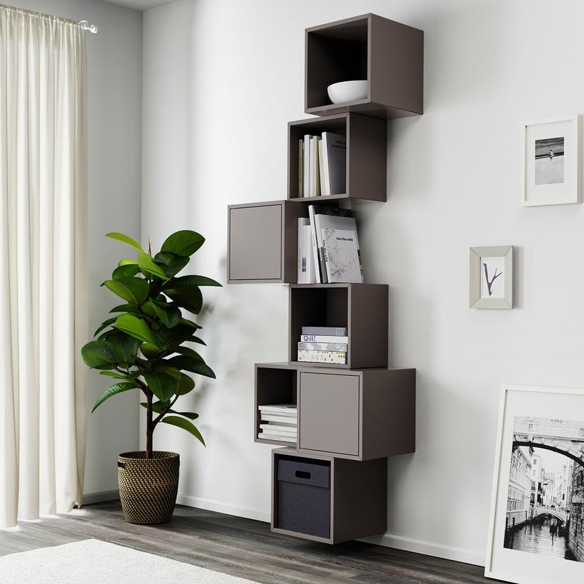 EKET — комбинация настенных шкафов, темно-серый, 80x35x210 см