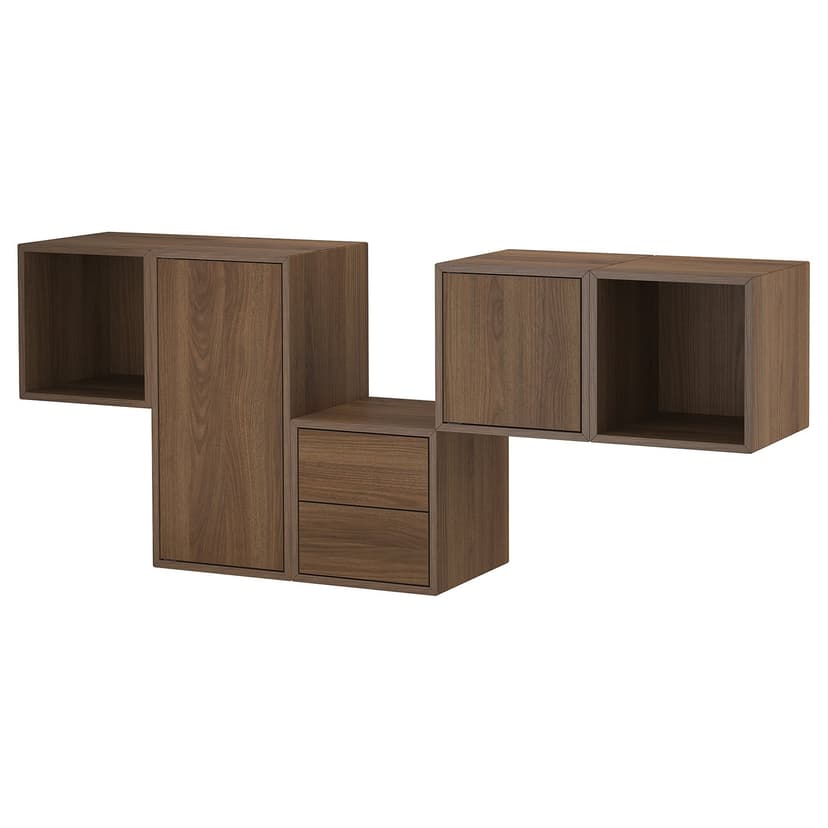 EKET — комбинация настенных шкафов, с 2 ящиками/под грецкий орех, 175x35x70 см