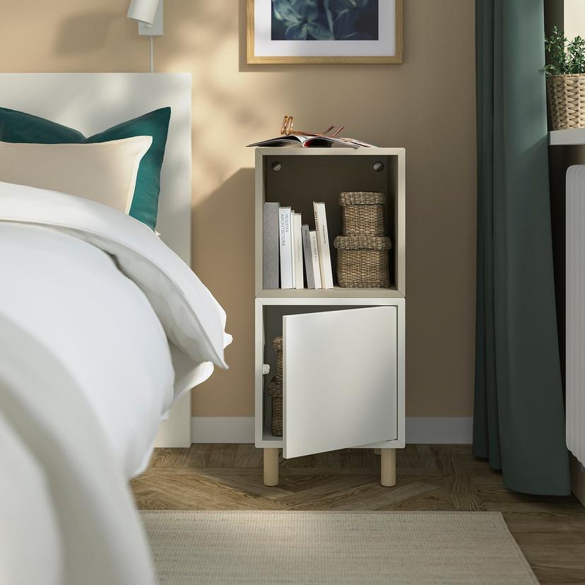 EKET — комбинация шкафов с ножками, белый бежевый/дерево, 35x35x80 см