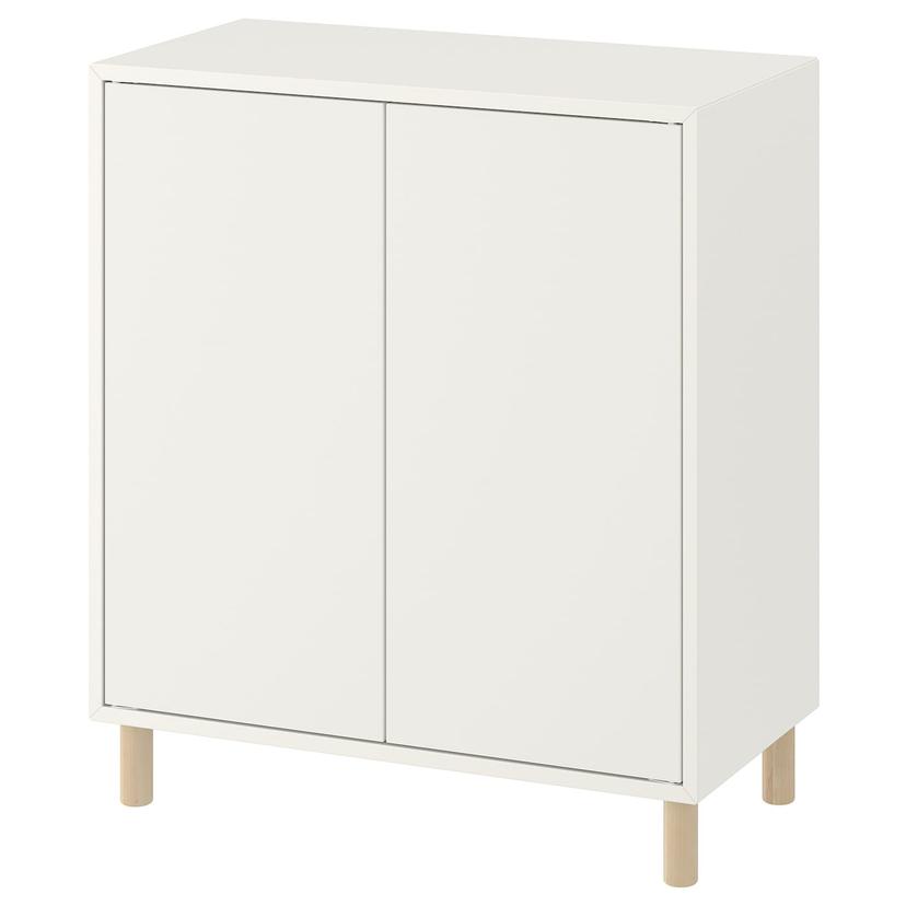 EKET — комбинация шкафов с ножками, белый/дерево, 70x35x80 см