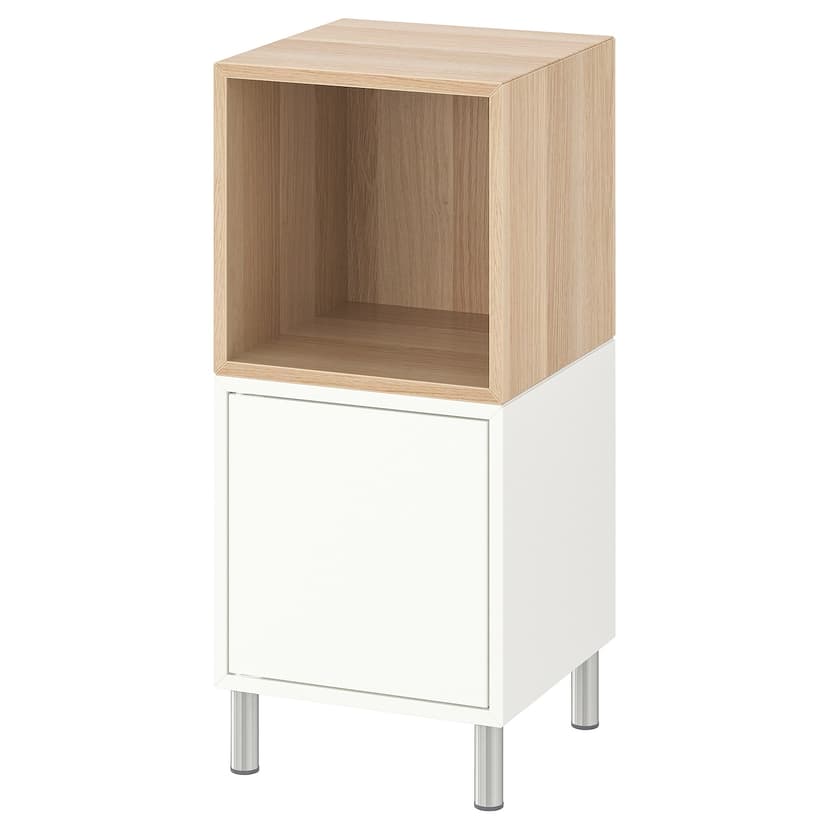 EKET — комбинация шкафов с ножками, белый/под беленый дуб, 35x35x80 см