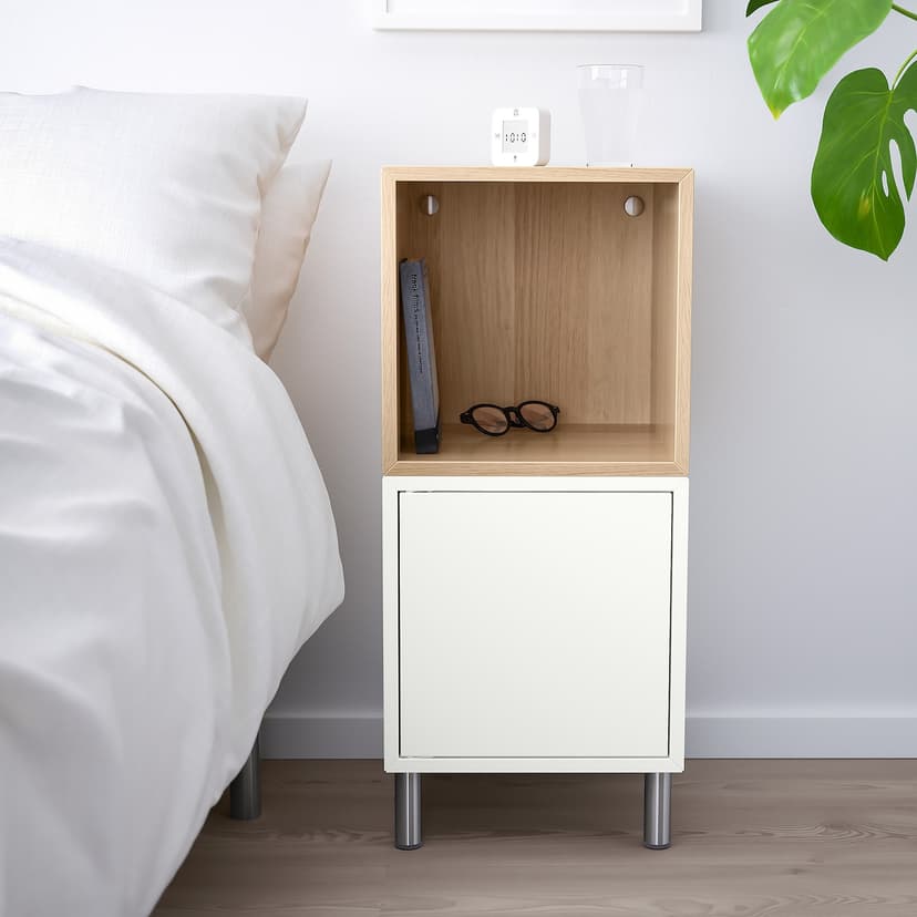 EKET — комбинация шкафов с ножками, белый/под беленый дуб, 35x35x80 см