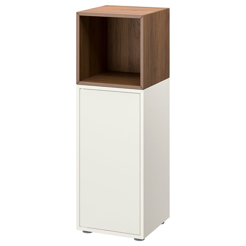 EKET — Комбинация шкафов с ножками, белый/под грецкий орех, 35x35x107 см