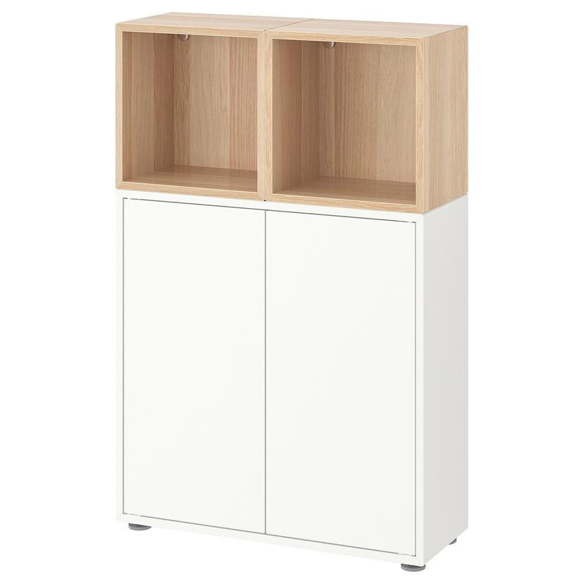 EKET — комбинация шкафов с ножками, белый/под беленый дуб, 70x35x107 см