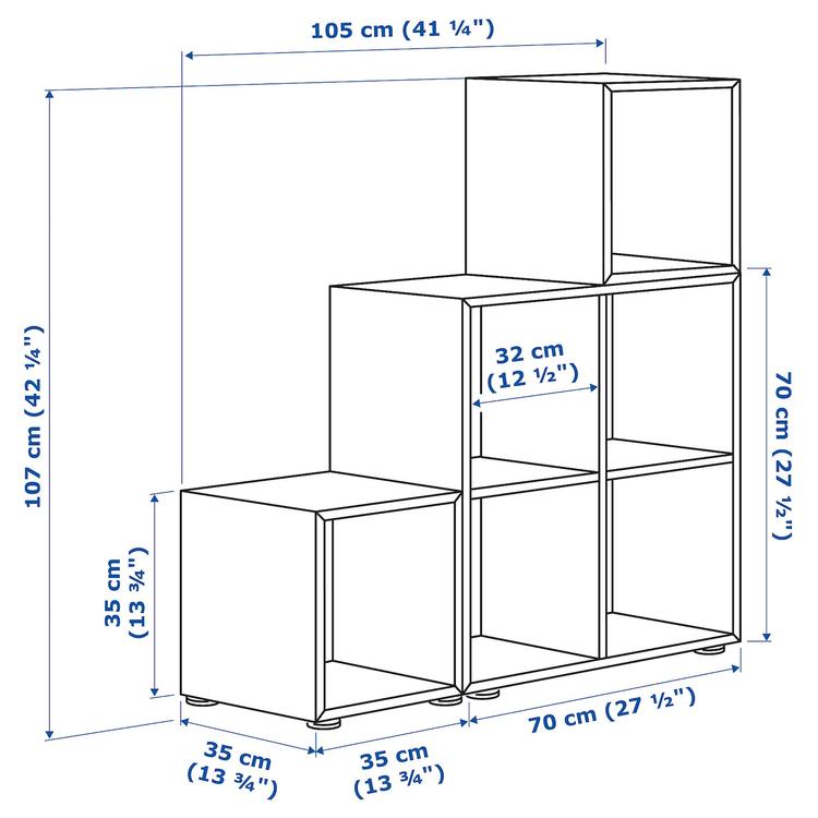 комбинация шкафов с ножками, темно-серый/серо-зеленый, 105x35x107 см dimensions