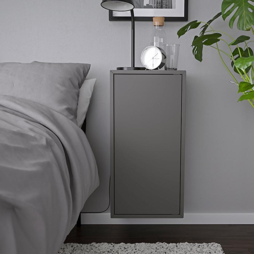 EKET — Настенный шкаф с 1 полкой/дверцей, темно-серый.