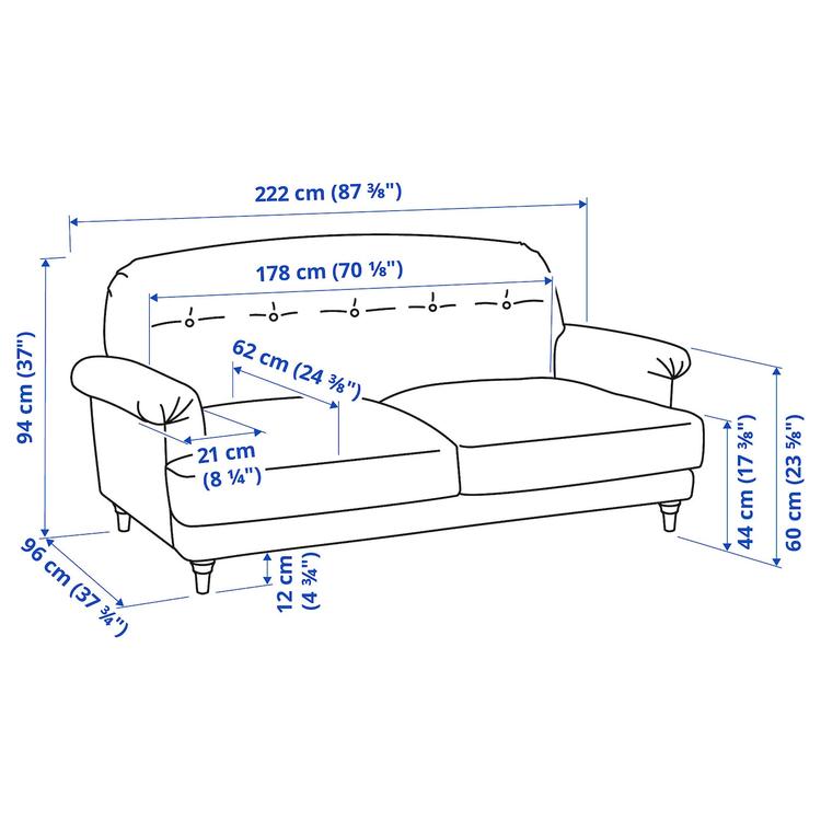 3-местный диван, dimensions