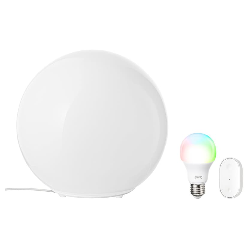 FADO / KAJPLATS — Lampa stołowa z żarówką, smart barwne i białe spektrum,