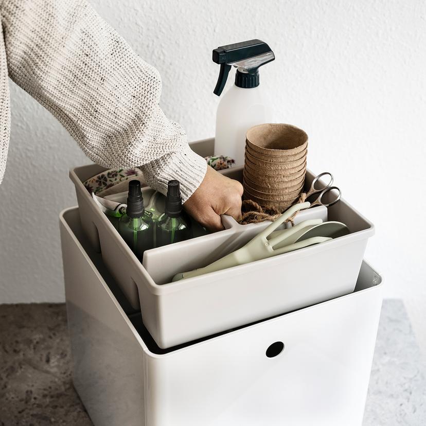 FÅNGGRÖDA — вставка с отделениями, светло-серый, 30x30x11 см