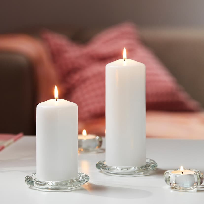 FENOMEN — Bezzapachowa świeca kolumnowa, biały,