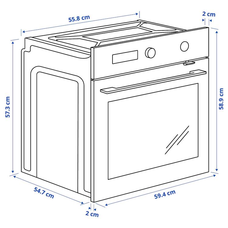 духовка с горячим обдувом/пирол/пар, ИКЕА 700 черный dimensions