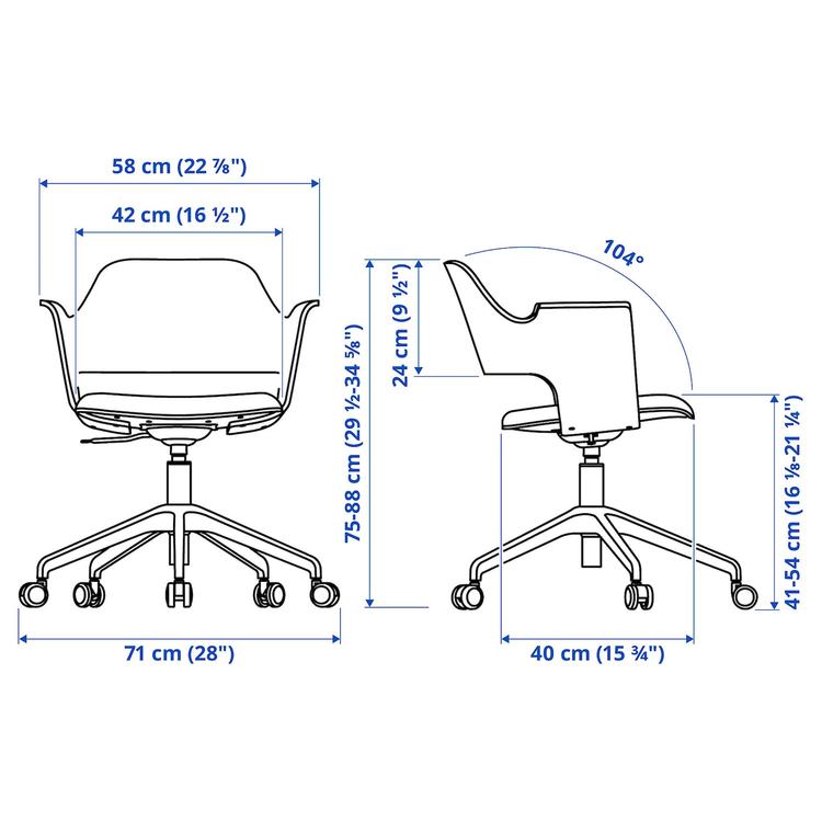 конференц-стул, на колесиках, дубовый шпон, беленый/Gunnared бежевый dimensions