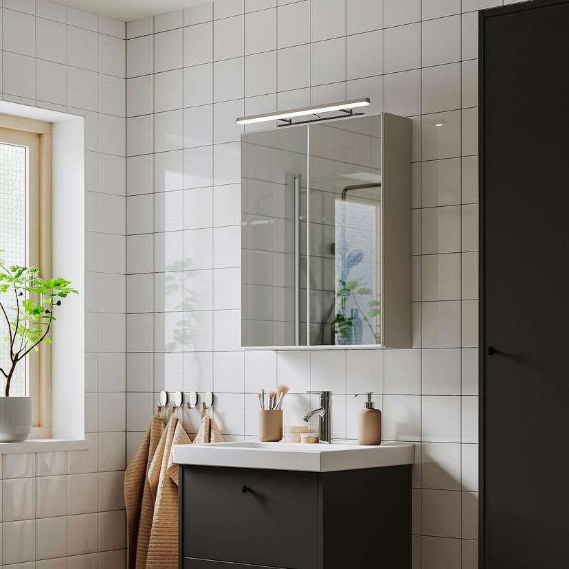 FLASKPOST — светодиодная подсветка шкафа/стены, хромированный, 56 см