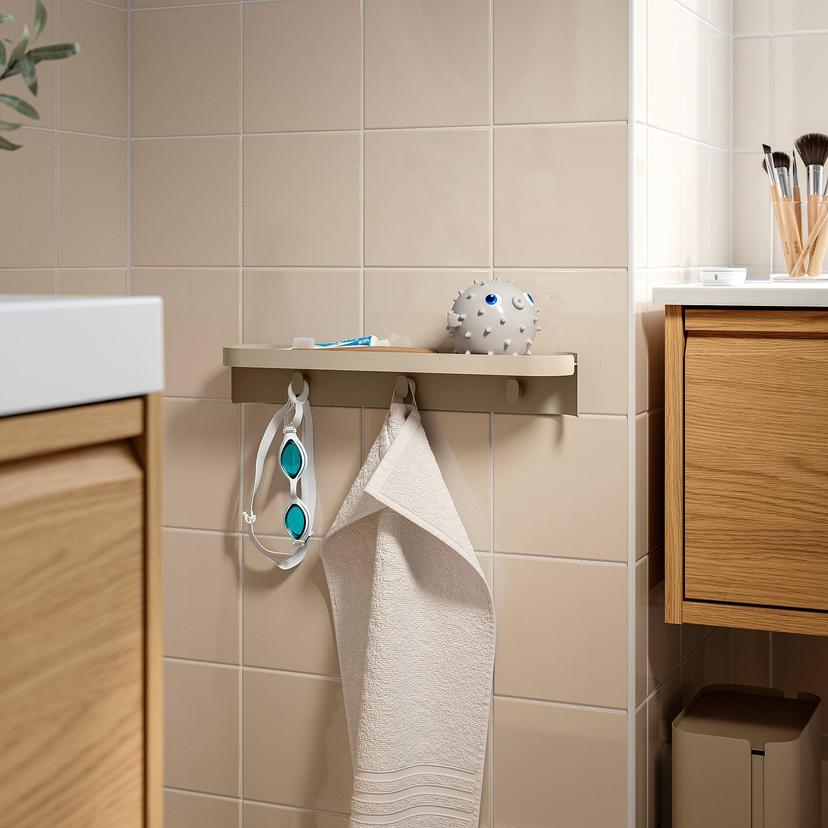 FLORSJÖN — Półka ścienna z 3 haczykami, 40x7 см