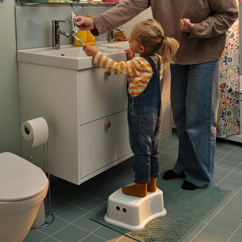 FÖRSIKTIG — табурет детский, белый/бирюзовый