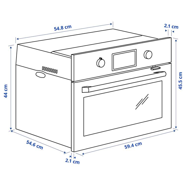 комбинир СВЧ с горячим обдувом, IKEA 500 цвет нержавеющей стали dimensions