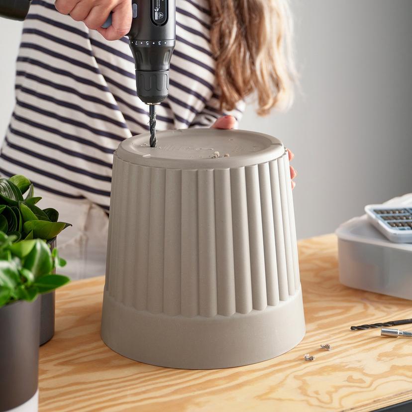 FRÄKENVÄXT — кашпо, д/дома/улицы/темный серо-бежевый, 24 см