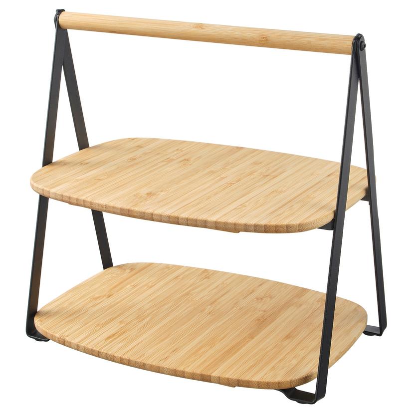 FULLSPÄCKAD — поднос сервировочный, бамбук/черный, 28x20 см