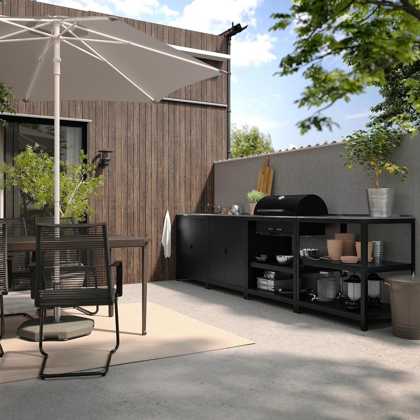 GRILLSKÄR — кухонная мойка/угольн гриль,д/улицы, нержавеющ сталь, 344x61 см