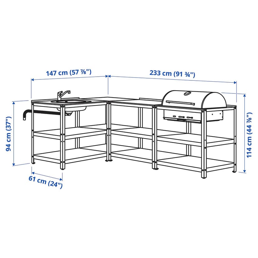 GRILLSKÄR — Zlew kuchenny/grill węglowy ogr, stal nierdz,