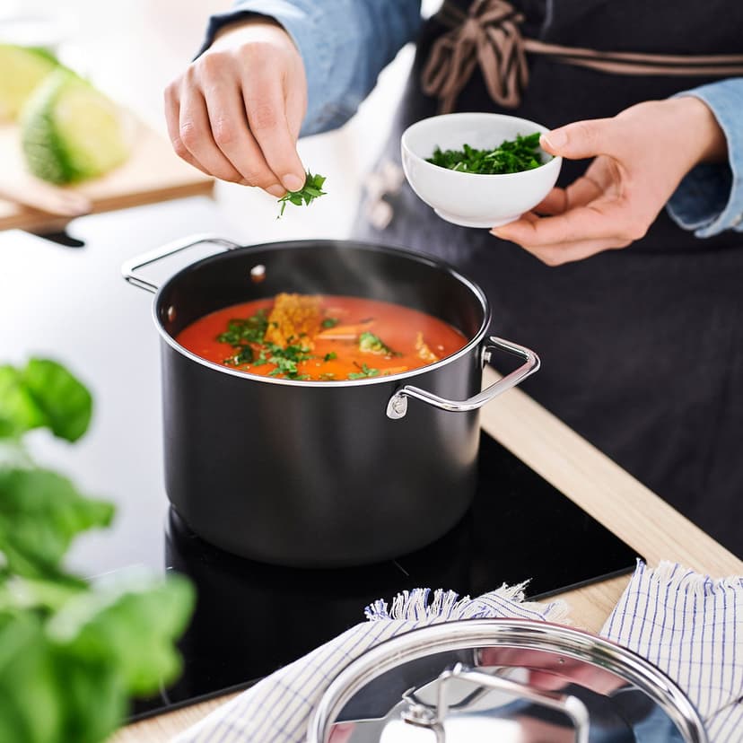 GULDÖRING — Кастрюля с крышкой, антипригарное покрытие нержавеющ сталь/черно-серый, 3 л