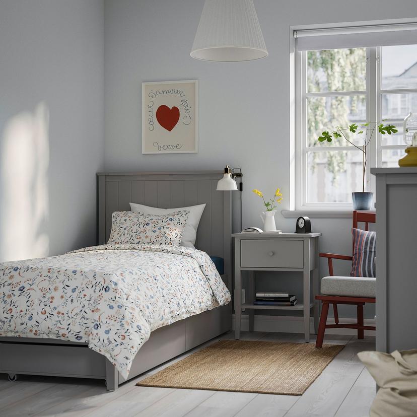 GULLABERG — Rama łóżka z 2 pojemnikami, szary,