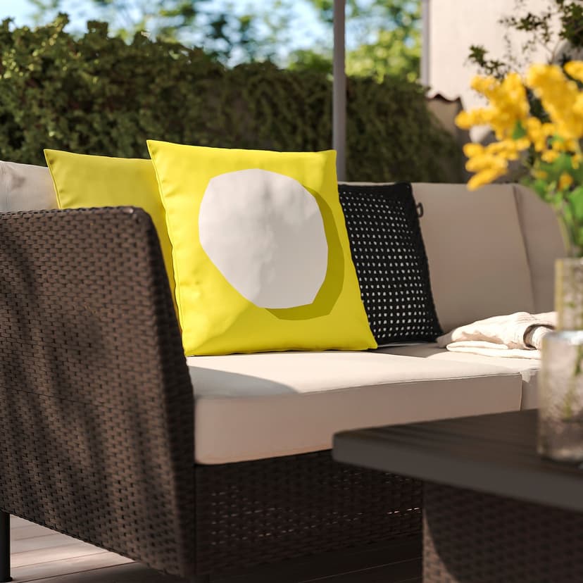 GULLBERGSÖ / HJÄRTERÖ — Poduszka, 3 szt., jasnożółty/biały żółto-zielony/czarny na zewn./do wewn.,