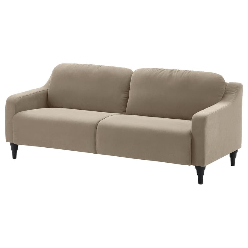 GULLVALLA — Sofa 3-osobowa, Silkeryd ciemny szarobeżowy,