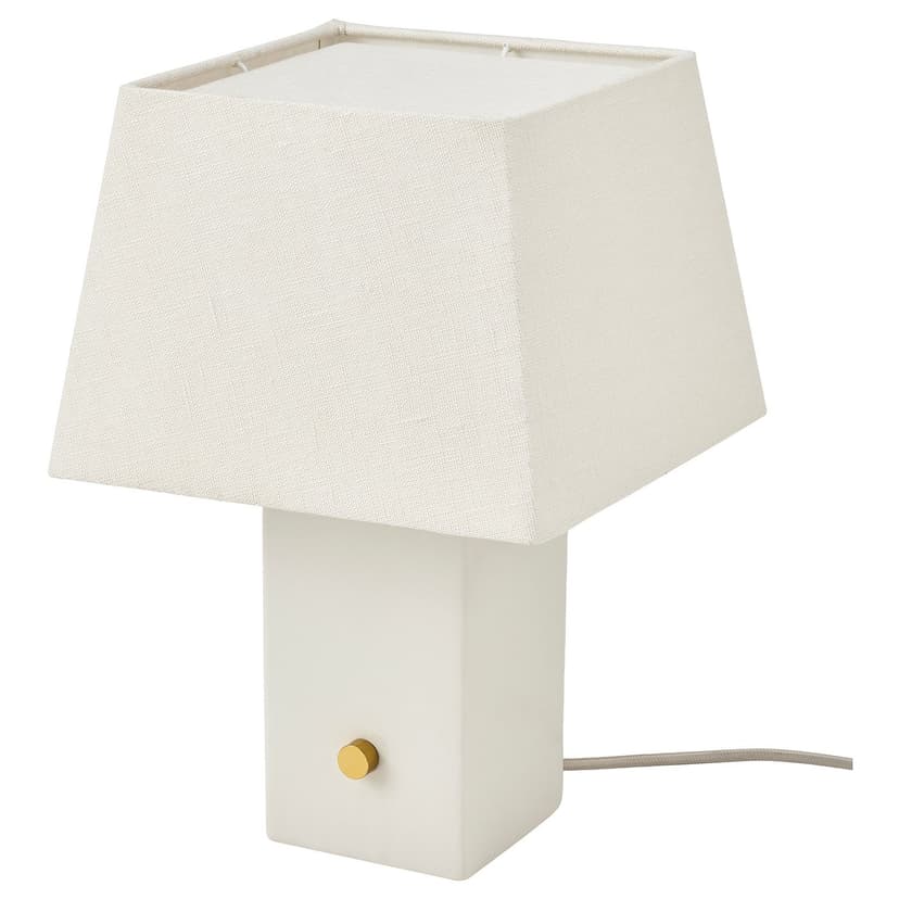 HALGATT — Lampa stołowa, można przyciemniać biały/biały ceramika,