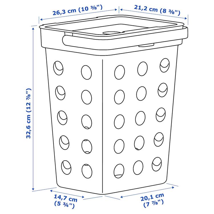 контейнер д/органич отходов+крышка, светло-серый, 10 л dimensions