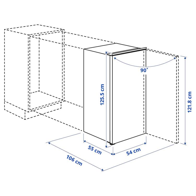 холодильник с морозильной камерой, IKEA 500 встраиваемый, 174/16 л dimensions