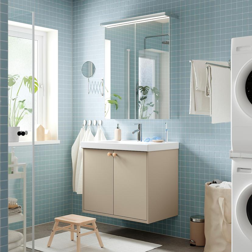 HAVBÄCK — шкаф под раковину с дверцами, бежевый, 80x48x63 см