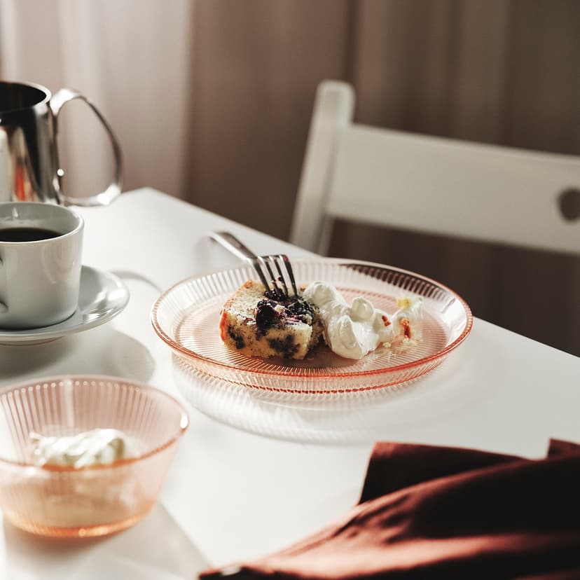 HAVSGÄDDA — миска, орнамент «полоска»/розовый, 12 см