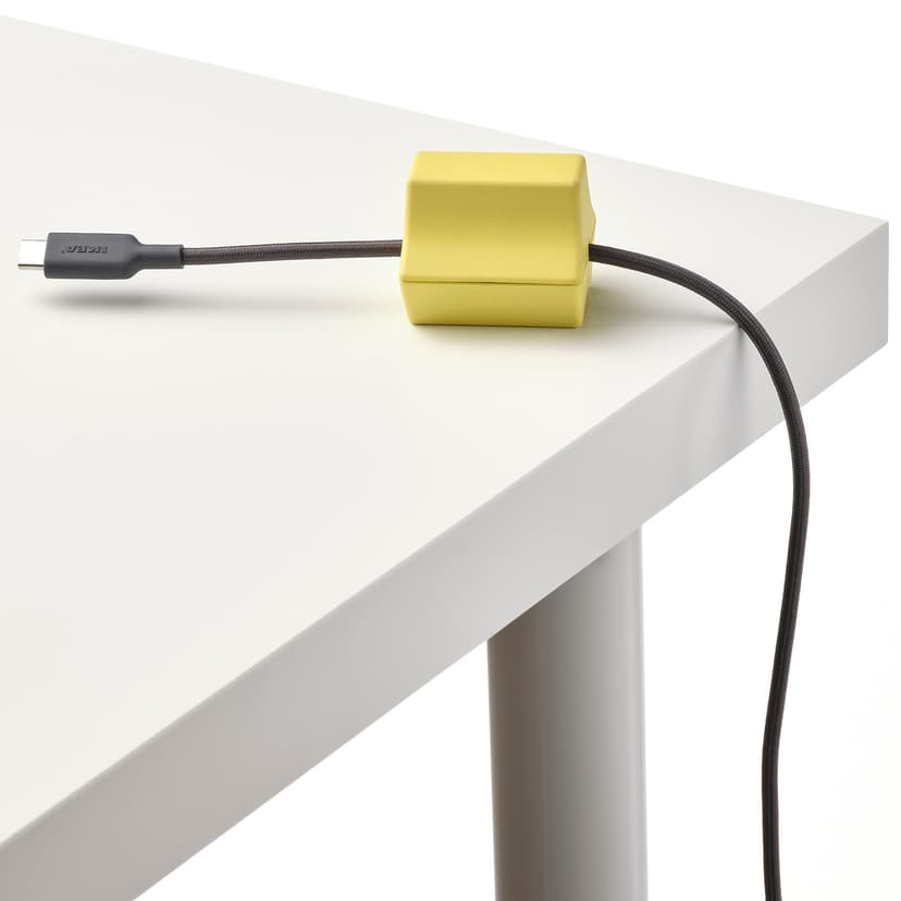 HAVSKÅL — держатель для USB-кабелей, 2 шт., черный/желтый