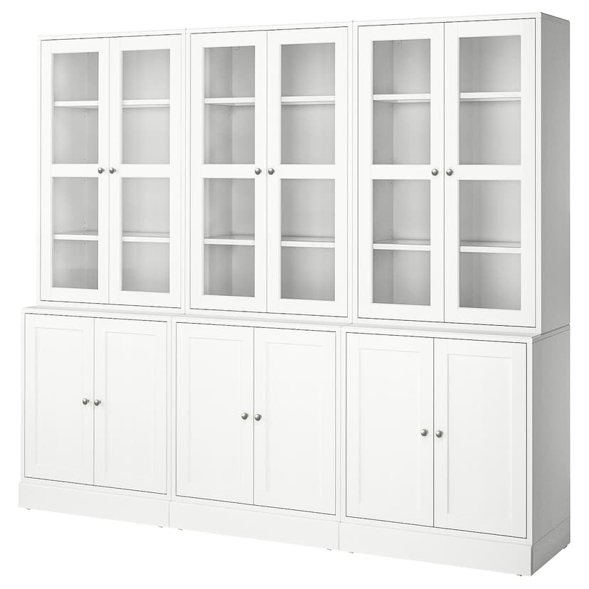 HAVSTA — комбинация для хранения с сткл двр, белый, 243x47x212 см