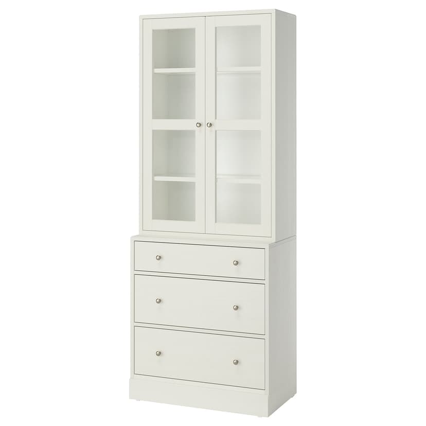 HAVSTA — комбинация для хранения с сткл двр, белый, 81x47x212 см