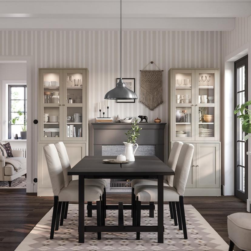 HAVSTA — комбинация для хранения с сткл двр, серо-бежевый, 81x47x212 см