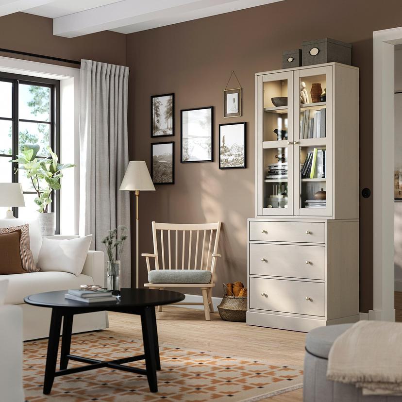 HAVSTA — Комплект со стеклянными дверьми, 81x47x212 см