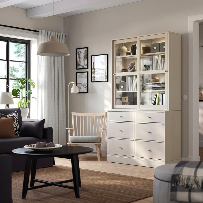 HAVSTA — Комплект со стеклянными дверьми, 121x47x212 см