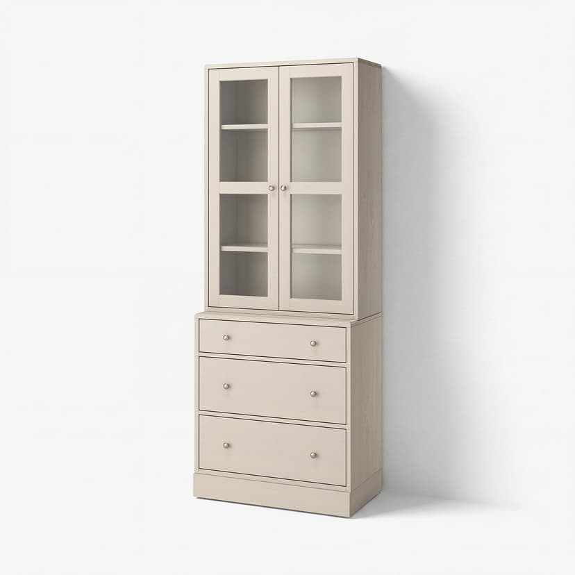 HAVSTA — комбинация для хранения с сткл двр, серо-бежевый, 81x47x212 см