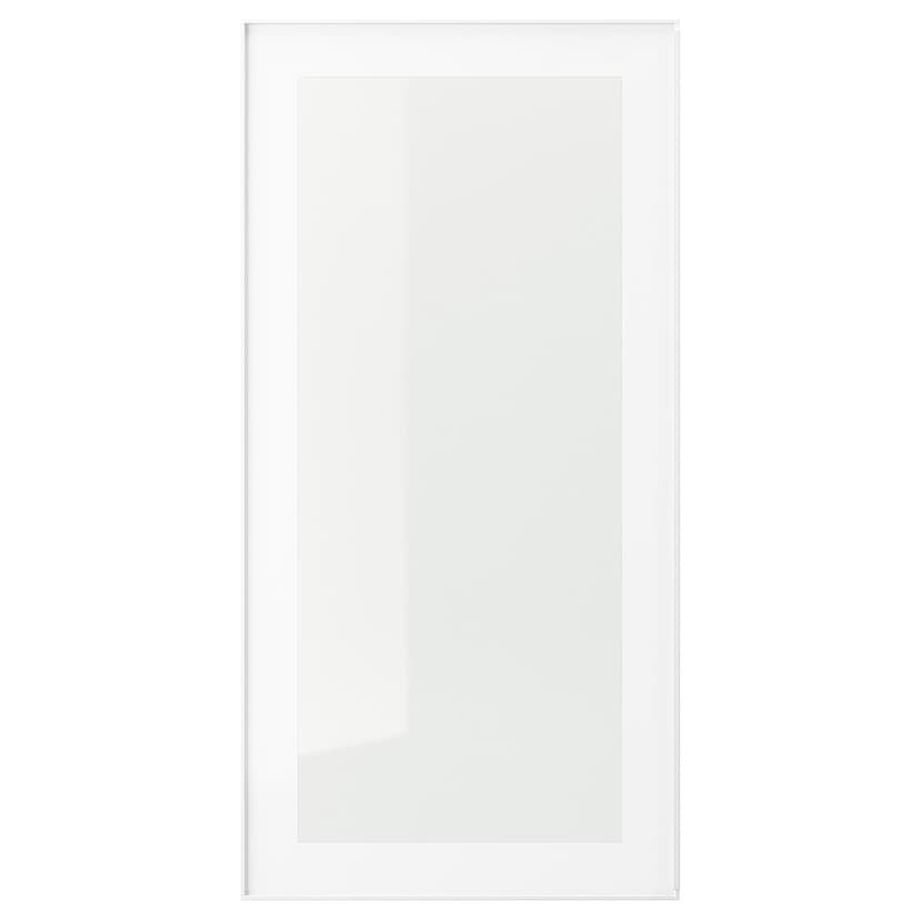 HEJSTA — стеклянная дверь, белый/прозрачное стекло, 40x80 см