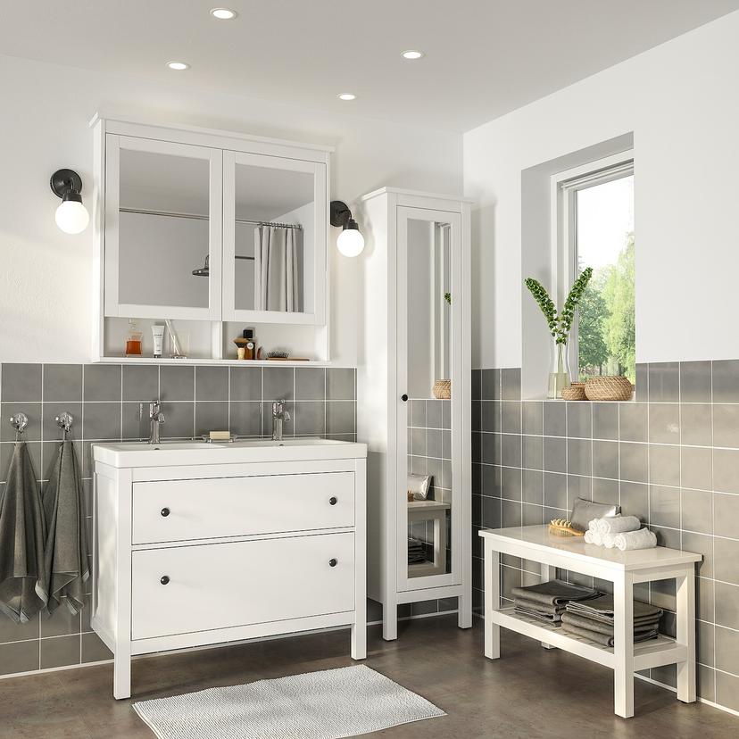 HEMNES / ORRSJÖN — Шкаф с ящиками/раковиной/смесителем, 102x49x89 см