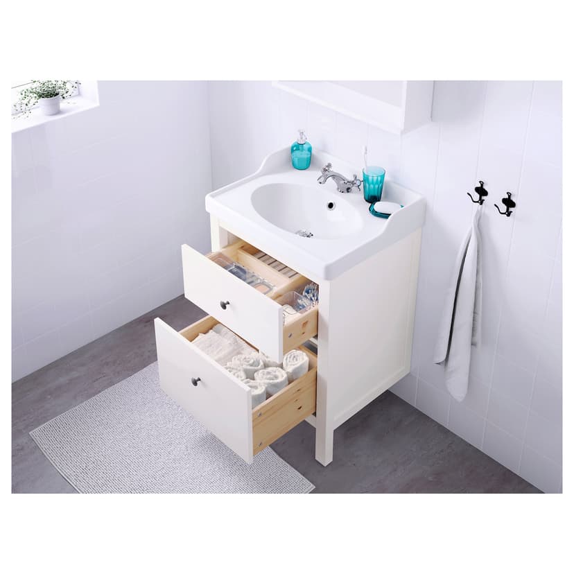 HEMNES / RUTSJÖN — шкаф с ящиками/раковина/смеситель