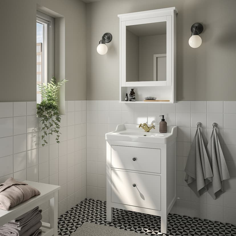 HEMNES / RUTSJÖN — шкаф с ящиками/раковина/смеситель