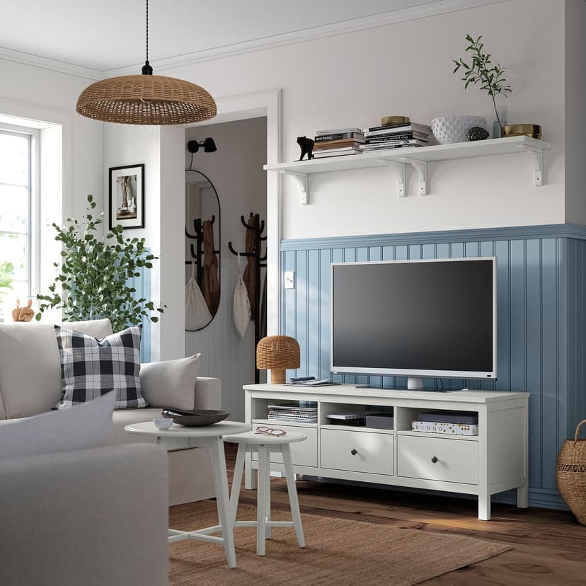 HEMNES — Тумба под ТВ, белая морилка, 148x47x57 см