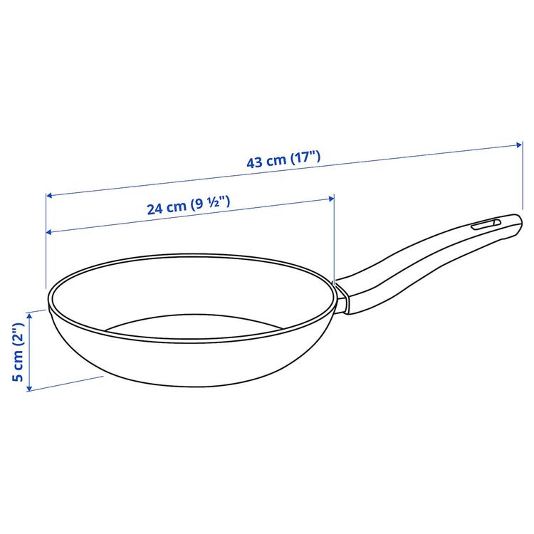 сковорода, антипригарное покрытие черный, 24 см dimensions
