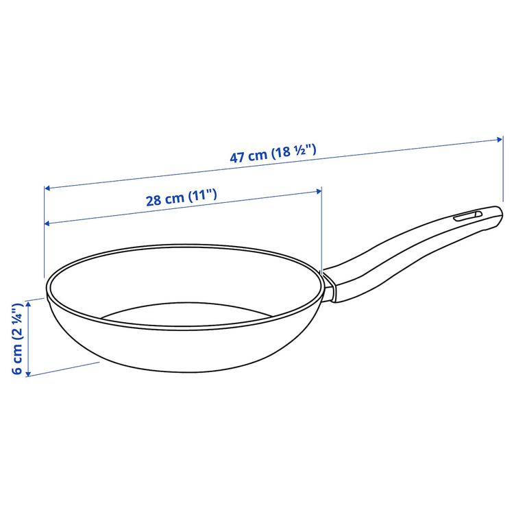 сковорода, антипригарное покрытие черный, 28 см dimensions