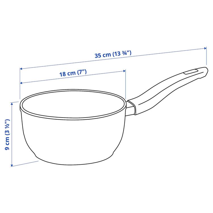 ковш, антипригарное покрытие черный, 1.8 л dimensions